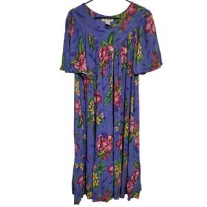 Bechamel Purple Pink Bold Floral Print House Dress, Size M
